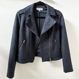 Philosophy Faux Suede Moto Jacket in Blue Size S